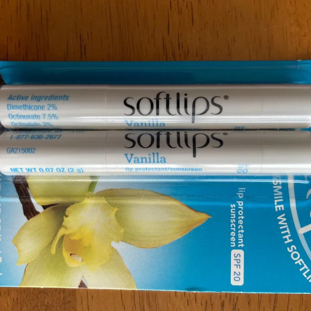 2 packs Softlips vanilla lip protectant with sunscreen